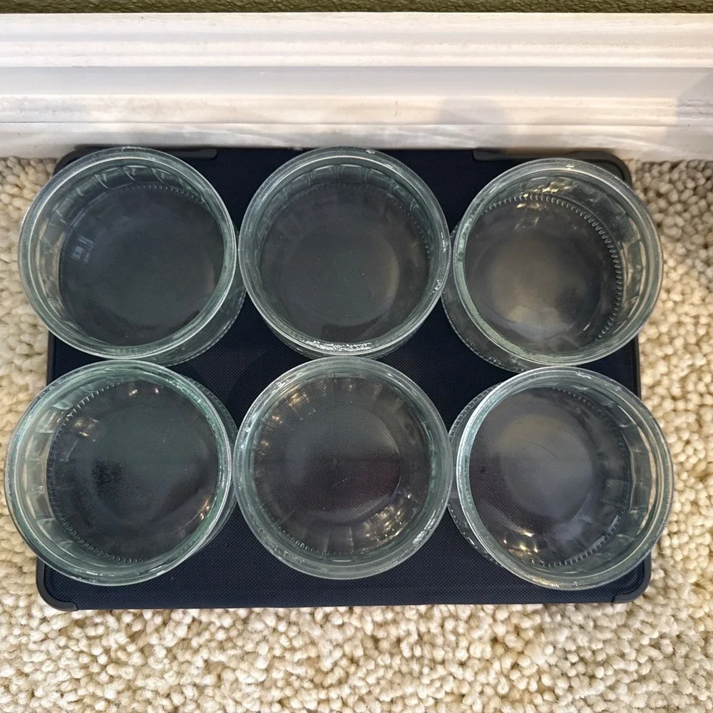 6 Vintage Mason Jar Style Mini Custard Dessert Bowls 4oz - Clear Glass Dish